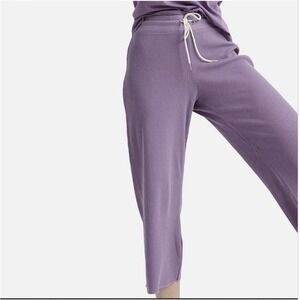 MATE the Label Organic Thermal Wide Leg Pant Waffle Knit Purple Lavender Small